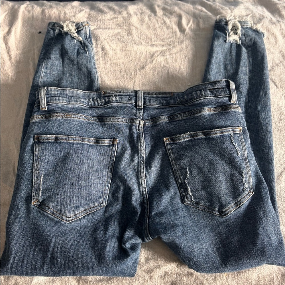 Zara Jeans Women's size 34 Skinny Button Fly Distressed Destroyed Medium Wash - Picture 5 of 7